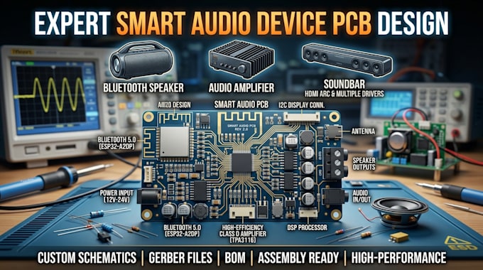 design smart audio device pcb design bluetooth speaker, amplifier, and soundbar
