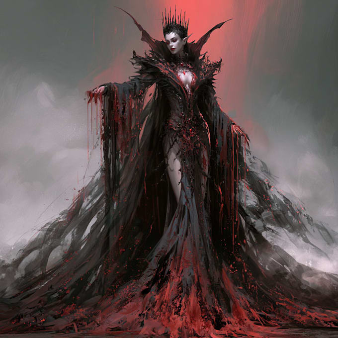 horror vampire lord queen character desing