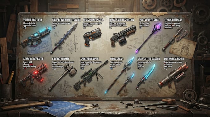 design unique weapons illustrations