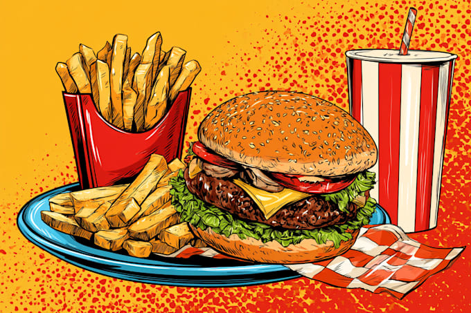 make a food pop art illustration