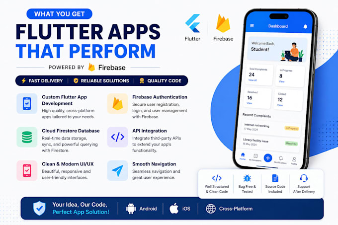 develop a flutter mobile app with firebase integration