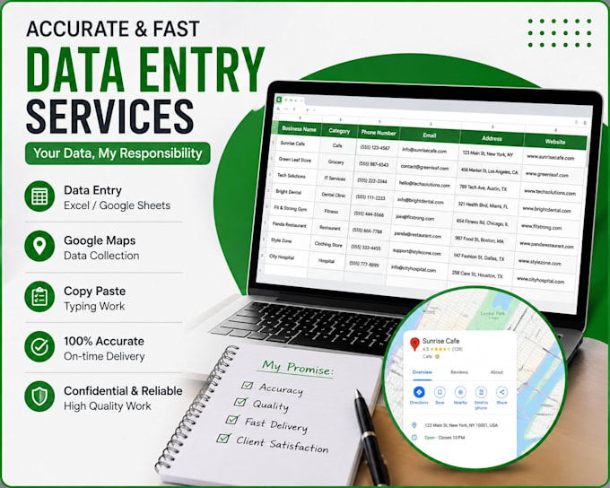 google maps data entry and web research