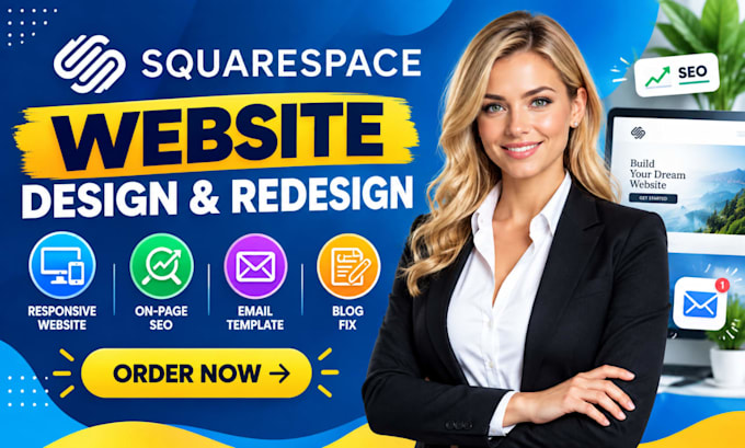 design responsive squarespace website with onpage seo, email template, blog fix