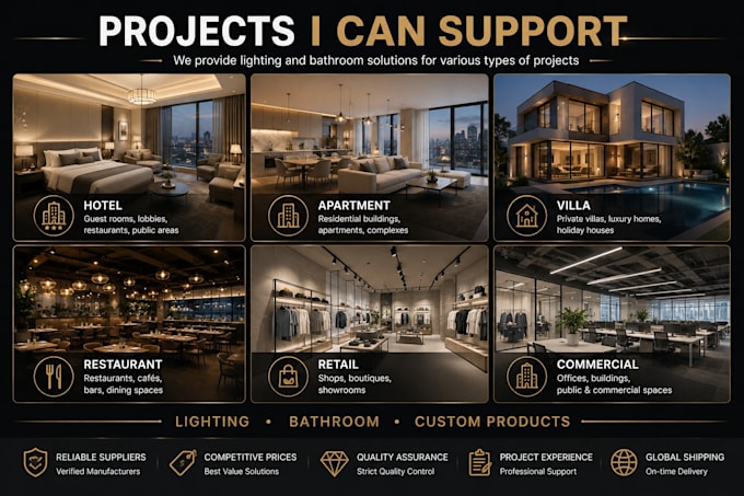 source lighting and bathroom products for hotel and commercial projects