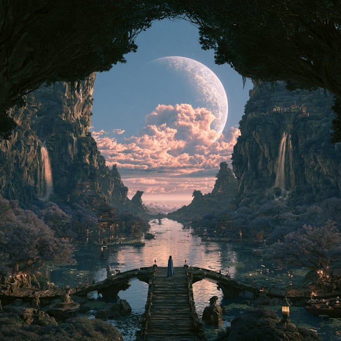 create cinematic fantasy music cover artwork