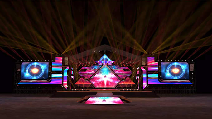 renew 3d event stage,hall,complete layout rendering,concert design,TV studio,set