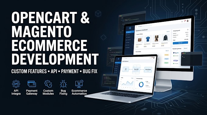 develop opencart ecommerce store with API integration, custom modules and ocmod