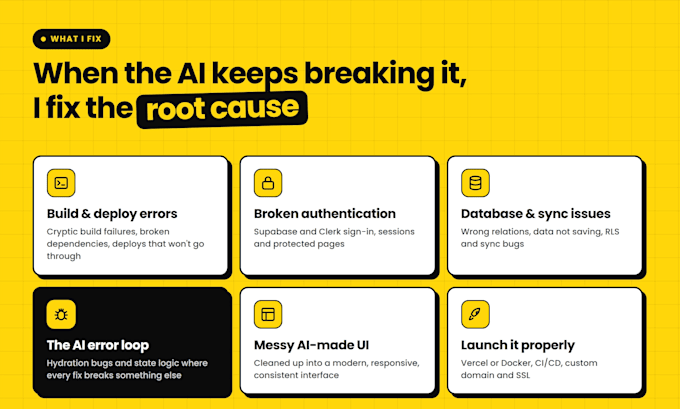 fix your vibe coded app built with lovable, bolt, replit or cursor