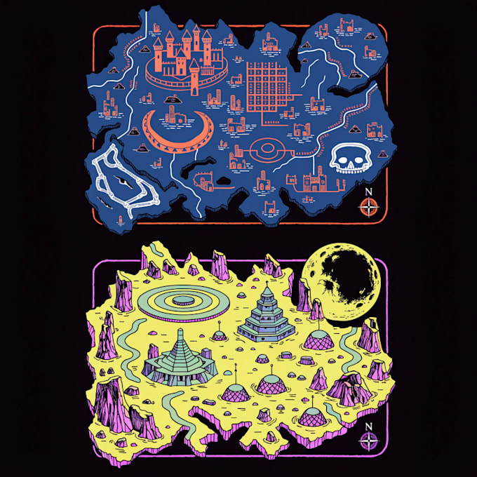 make illustrate medieval fantasy and sci fi maps