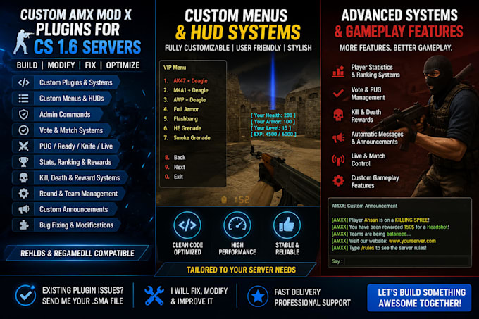 develop custom counter strike amx mod x plugins