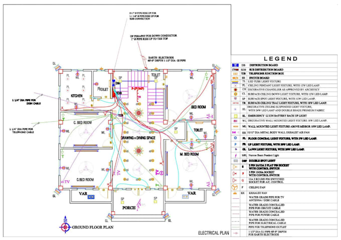 prepare electrical plan from existing floor plan, low voltage electrical layout