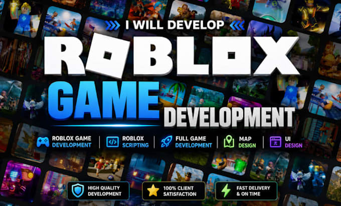 develop roblox game, roblox scripting and full game development, obby, map, ui