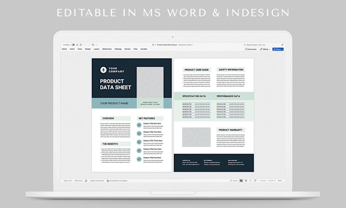 design clean product spec sheet, sales sheet, tech sheet or data sheet for you