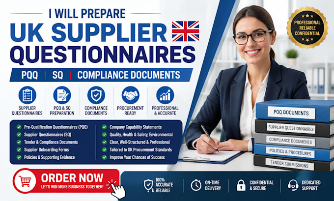 prepare UK supplier questionnaires pqq sq and compliance documents
