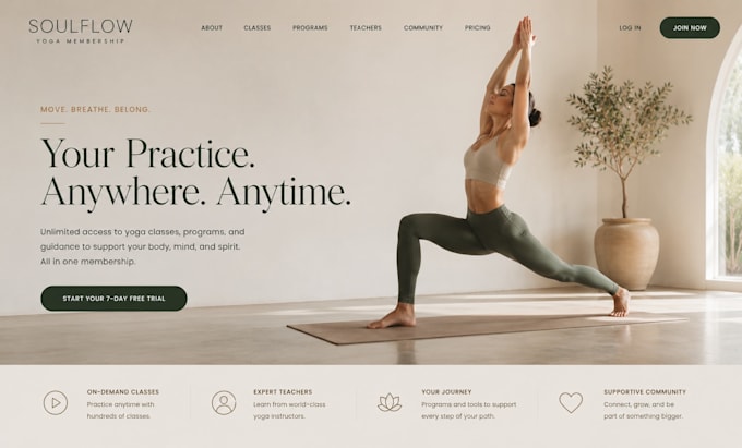 design squarespace yoga membership website yoga classes website wellness website