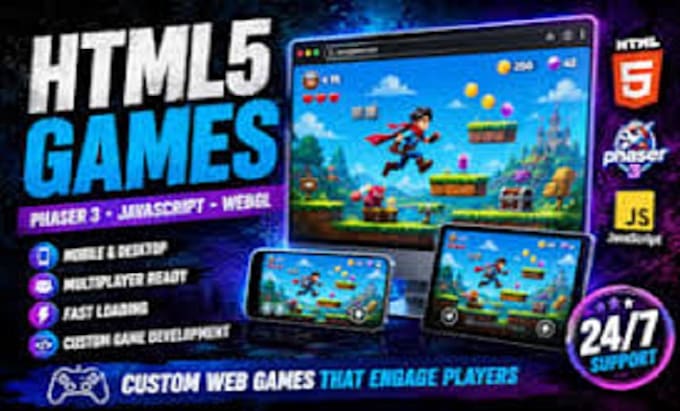 develop a custom javascript HTML5 browser game with phaser 3