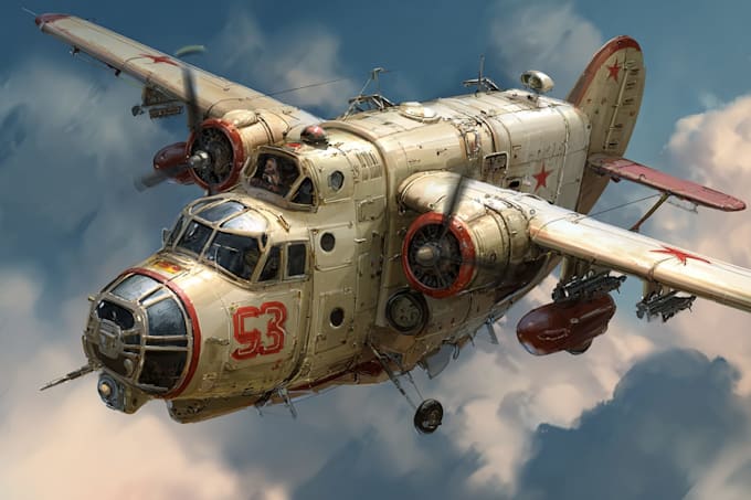 draw aircraft, airplane, helicopter into a vector cartoon