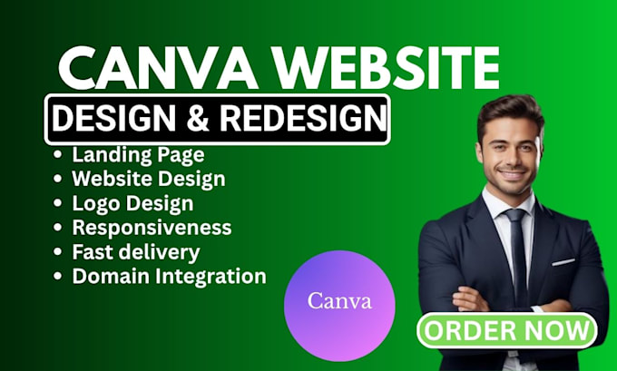 create a professional canva website or canva landing page