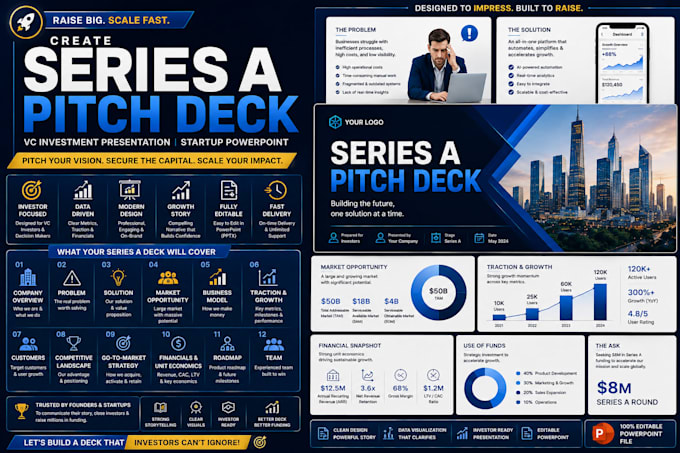 create series a pitch deck, vc investment presentation, startup powerpoint