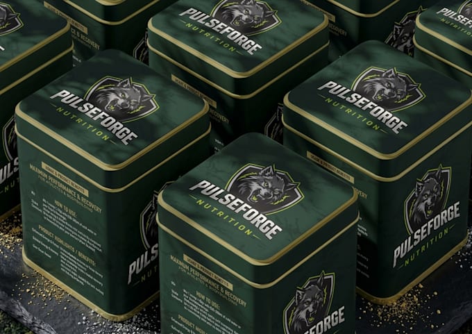 design whey protein, preworkout, creatine, and supplement packaging