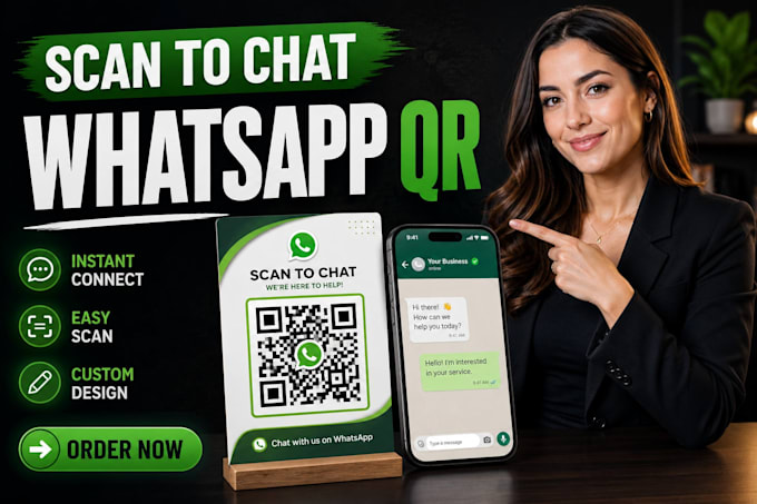 design a branded whatsapp qr code with your logo for business cards
