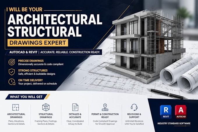 be your architectural structural drawings autocad and revit expert