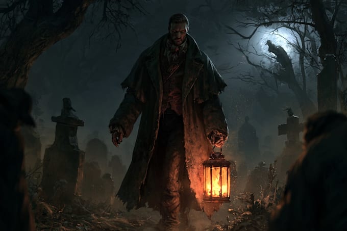 draw horror and gothic line art illustrations