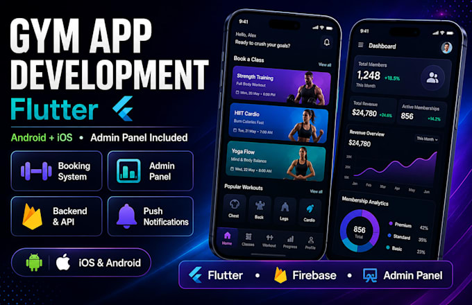 develop a gym app with an admin panel using flutter