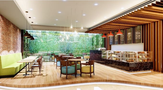 design cafe coffee shop restaurant interior 2d 3d