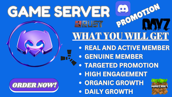 do fivem server promotion, minecraft server, rust, dayz discord server promotion