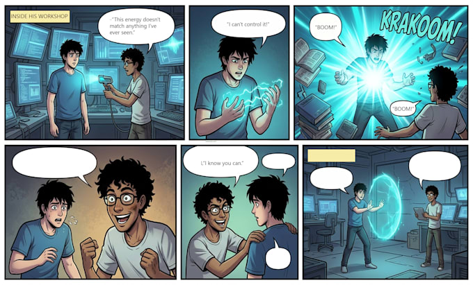 custom comic book pages, graphic novel, and sequential art
