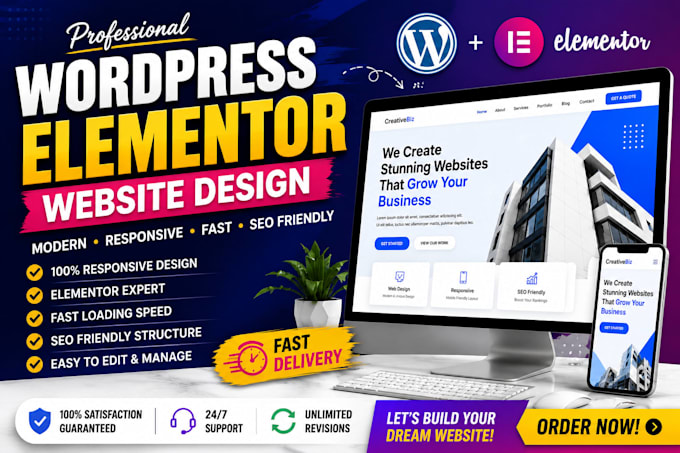 design a responsive elementor wordpress website