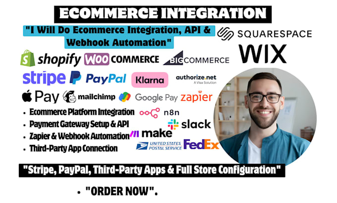 do ecommerce integration, payment gateway, zapier and webhook setup