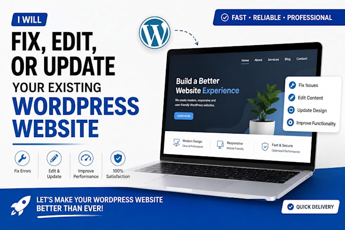 fix, edit, and update your existing wordpress website