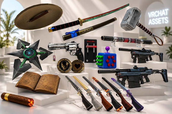 create custom vrchat assets, props, accessories, weapons or world assets