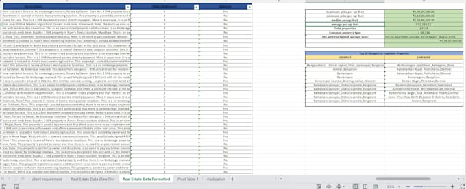 create pivot table ,  format , clean data , visualization