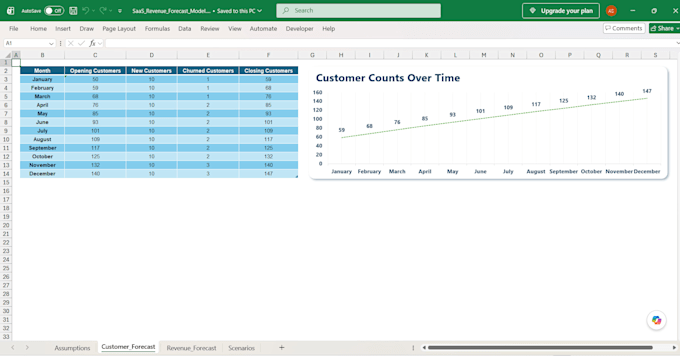 build dynamic saas financial models and scenario forecasts