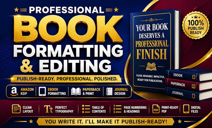 do ebook formatting, book editing amazon KDP journal design paperback formatting