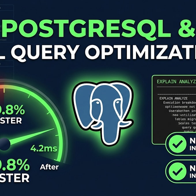 optimize sql queries, fix slow databases, and design schemas in postgresql
