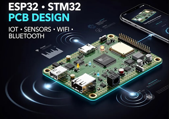design esp32 stm32 iot pcb, sensor board and embedded electronics