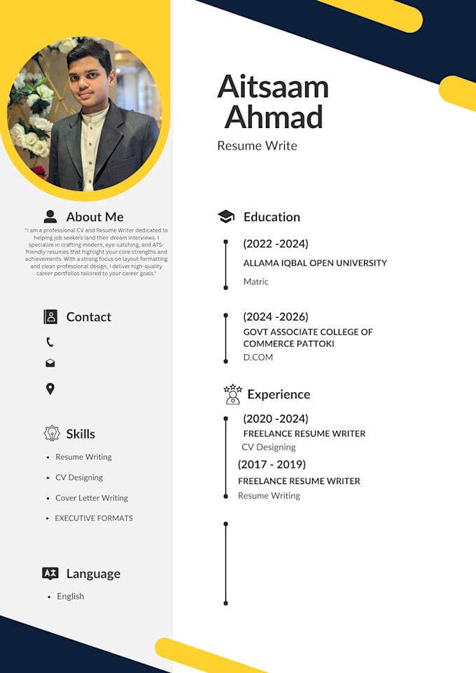 write a professional executive resume and CV design