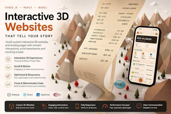 build immersive interactive 3d website with storytelling using react and 3js