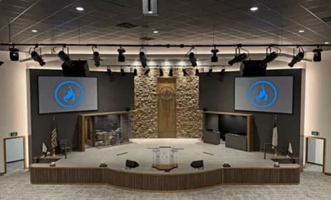 create modern church interior, exterior and realistic 3d visualization