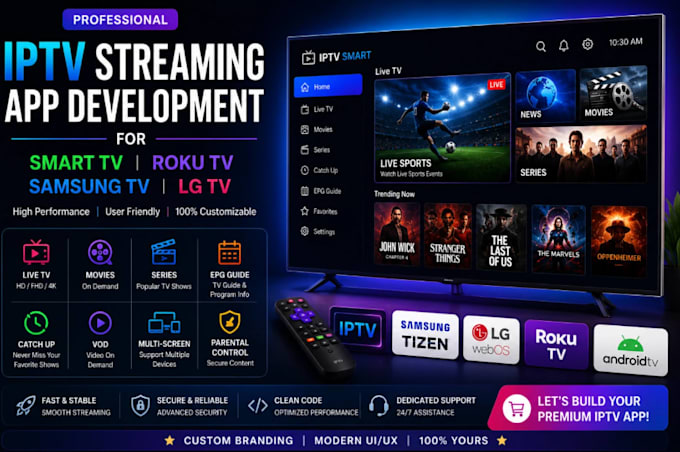 create apple tv, smart tv app, samsung tv app, android tv app, iptv, android tv
