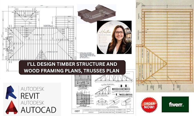 design timber structure and wood framing plans, trusses plan