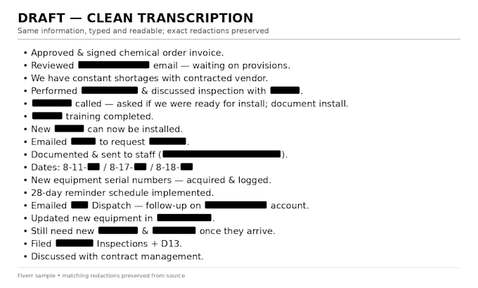 type and format messy handwritten or scanned notes into word or PDF