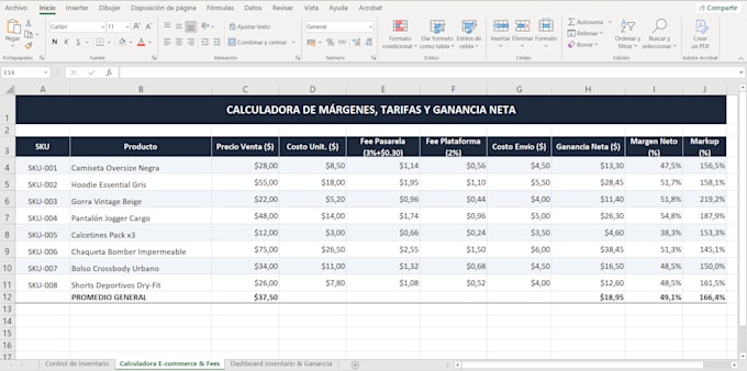 create an automated excel inventory and profit margin tracker for your business