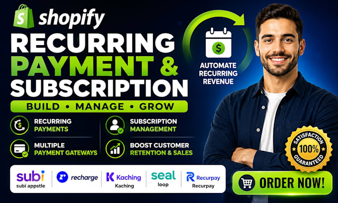 setup shopify recurring payment subi appstle recharge kaching seal loop recurpay