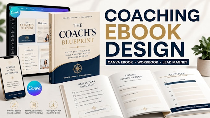 coaching ebook canva, canva ebook, canva workbook, canva ebook design