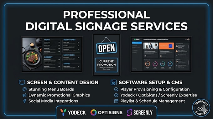 design digital signage screens and setup your software yodeck optisigns screenly